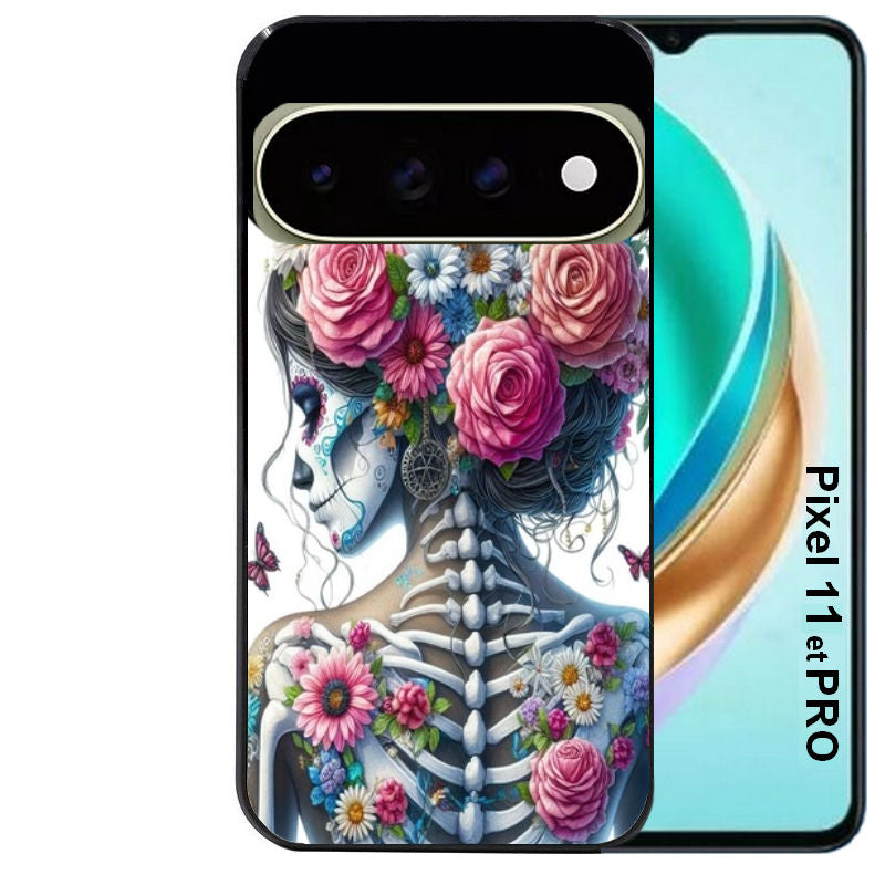 Coque pour Pixel 10 / 11 / PRO / XL tete de mort calavera papillon