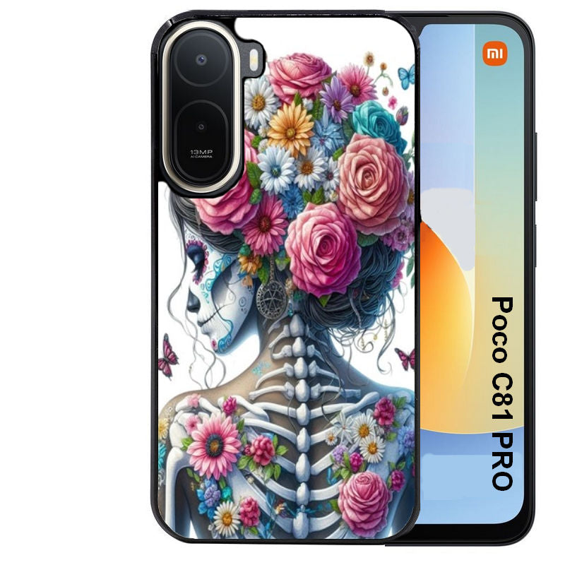 Coque pour POCO C81 PRO tete de mort calavera papillon