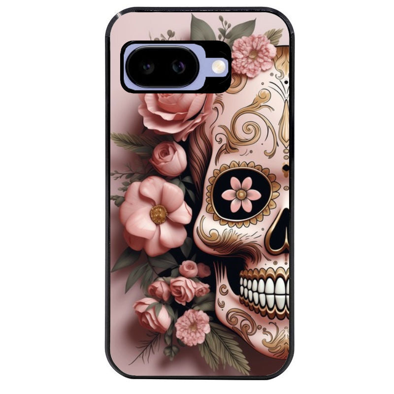 Coque pour Pixel 8A 9A 10A tete de mort calavera rose