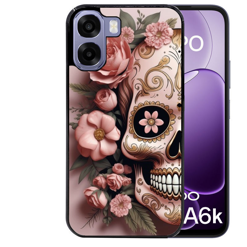 Coque pour Oppo A6 A6 A6K tete de mort calavera rose