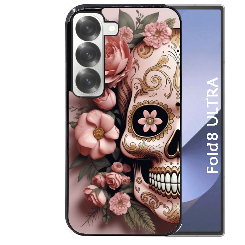 Coque pour Z Fold 8 / ULTRA tete de mort calavera rose