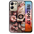 Coque pour Redmi 17 et 17C 4G 5G tete de mort calavera rose
