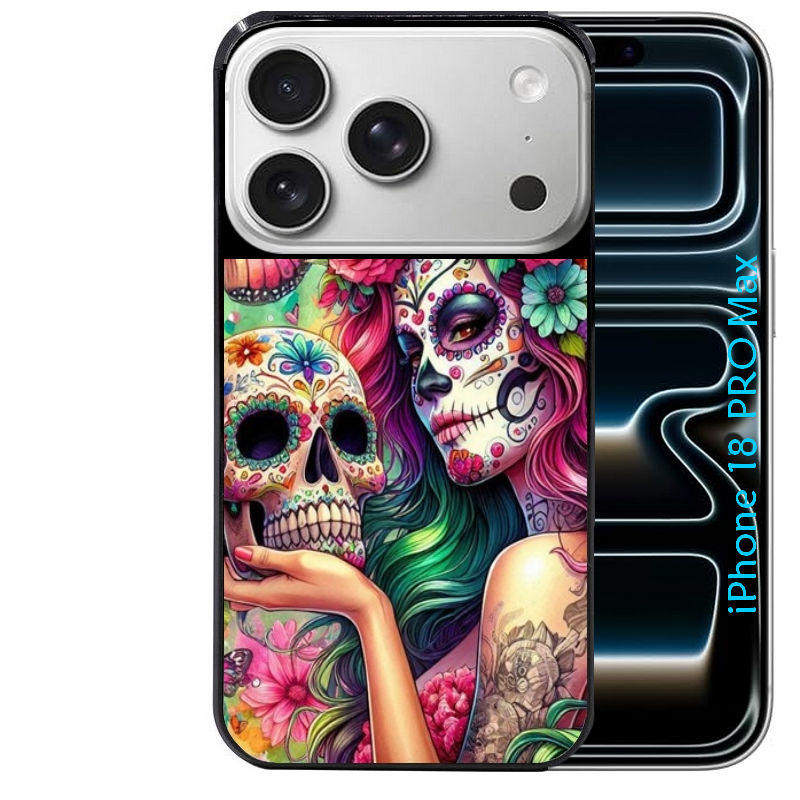 Coque pour Iphone 18 / PRO / PRO MAX / 18E tete de mort calavera skull