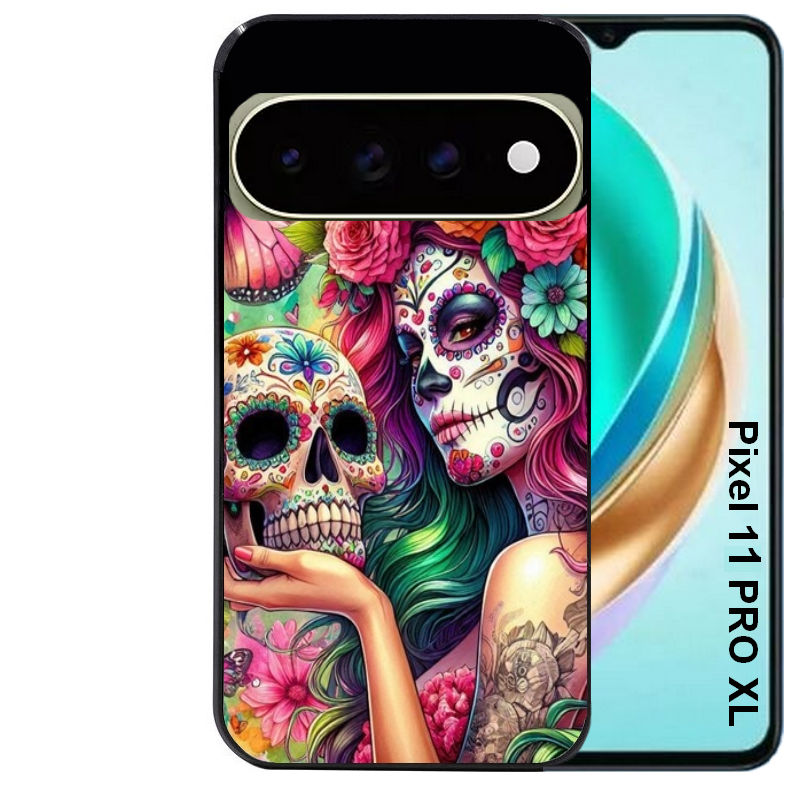 Coque pour Pixel 10 / 11 / PRO / XL tete de mort calavera skull