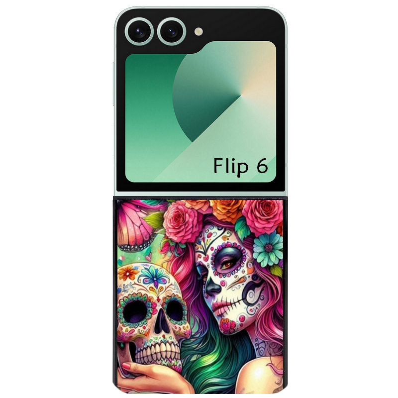 Coque pour Z FLIP 6 7 8 tete de mort calavera skull