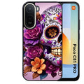 Coque pour POCO C81 PRO tete de mort calavera violette