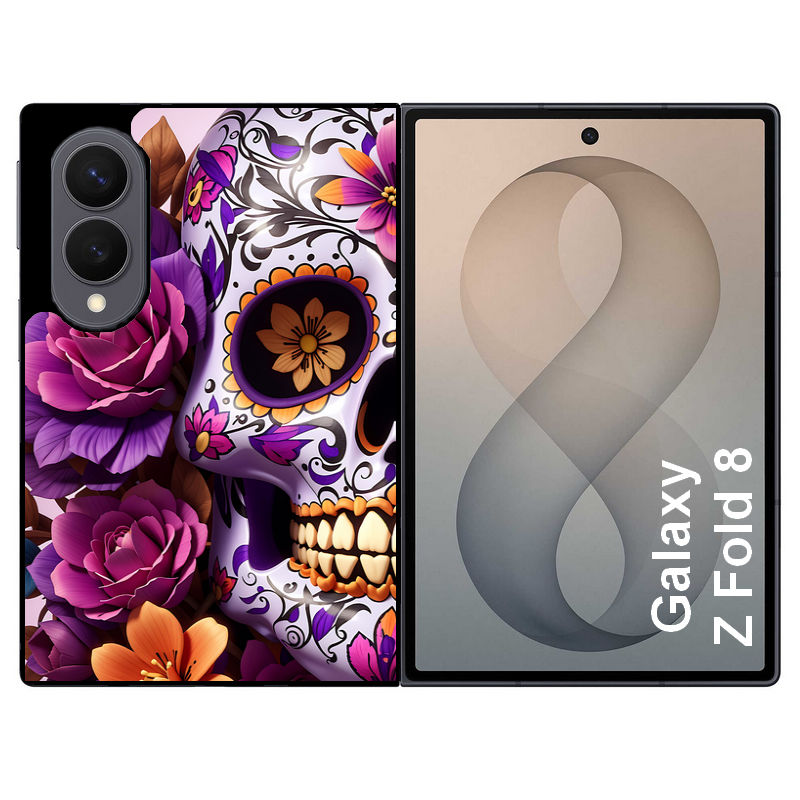 Coque pour Z FOLD 8 tete de mort calavera violette