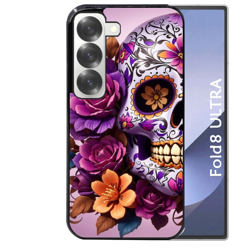 Coque pour Z FOLD 8 ULTRA tete de mort calavera violette