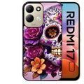 Coque pour Redmi 17 et 17C 4G 5G tete de mort calavera violette