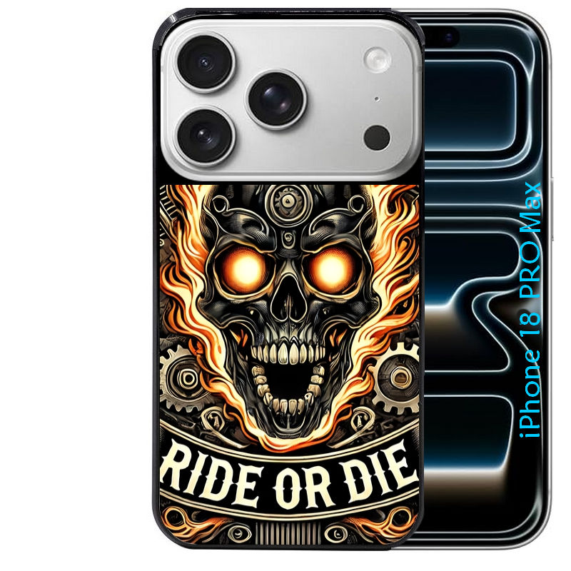 Coque pour Iphone 18 / PRO / PRO MAX / 18E tete de mort flamme
