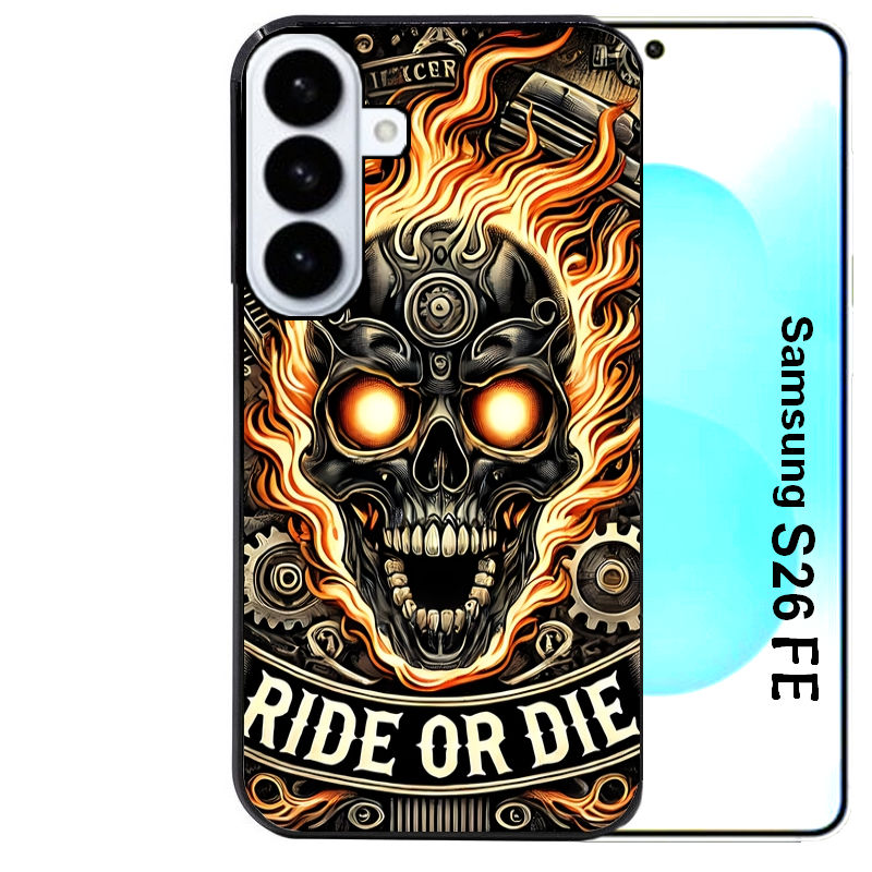 Coque pour Galaxy S26 et PLUS ULTRA FE tete de mort flamme