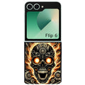 Coque pour Z FLIP 6 7 8 tete de mort flamme