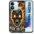 Coque pour Redmi Note 17 et PRO 4G 5G Max tete de mort flamme