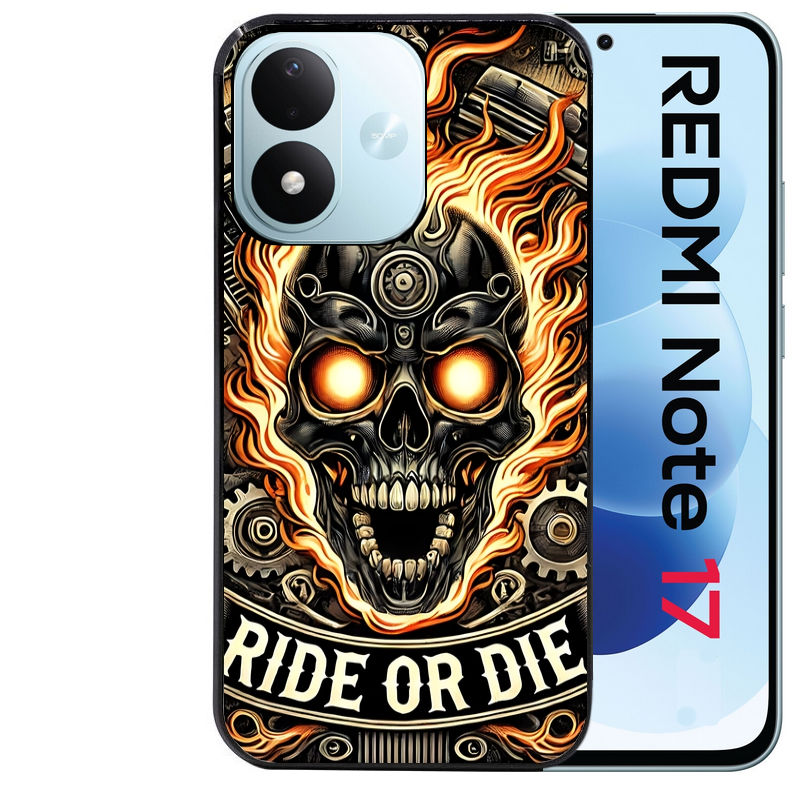 Coque pour Redmi Note 17 et PRO 4G 5G Max tete de mort flamme