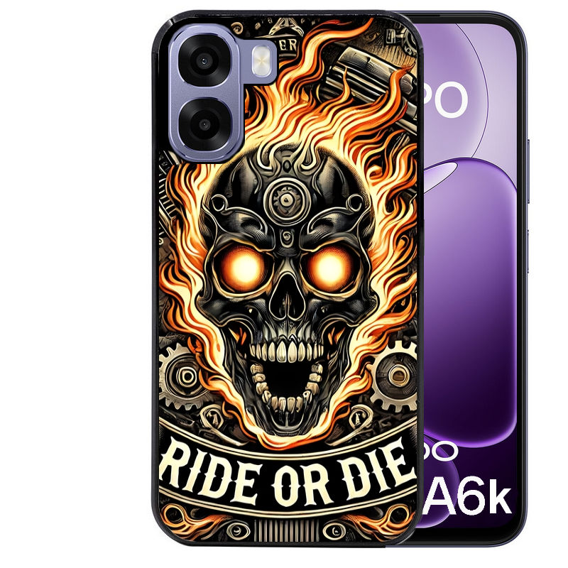 Coque pour Oppo A6 A6 A6K tete de mort flamme