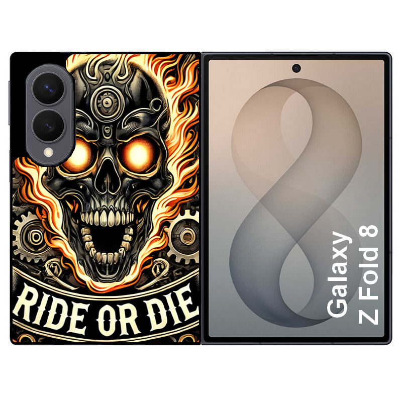 Coque pour Z FOLD 8 tete de mort flamme