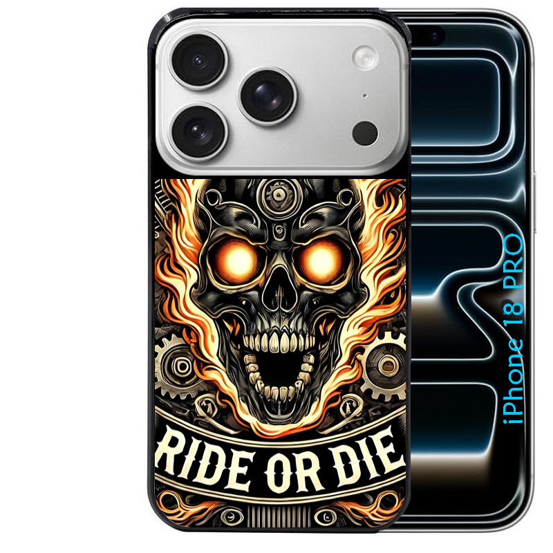 Coque pour Iphone 18 / PRO / PRO MAX / 18E tete de mort flamme
