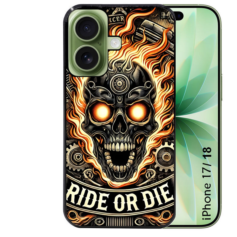 Coque pour Iphone 18 / PRO / PRO MAX / 18E tete de mort flamme