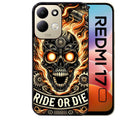 Coque pour Redmi 17 et 17C 4G 5G tete de mort flamme