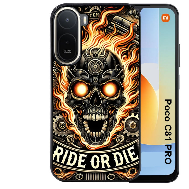 Coque pour POCO C81 PRO tete de mort flamme