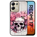 Coque pour Redmi 17 et 17C 4G 5G tete de mort floral