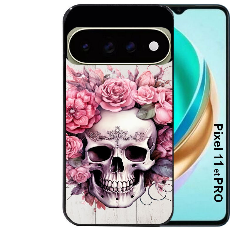 Coque pour Pixel 10 / 11 / PRO / XL tete de mort floral