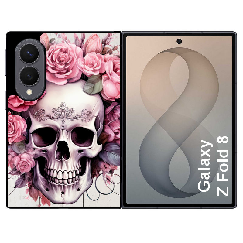 Coque pour Z FOLD 8 tete de mort floral