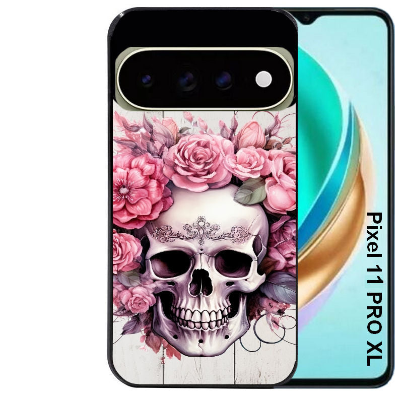 Coque pour Pixel 10 / 11 / PRO / XL tete de mort floral