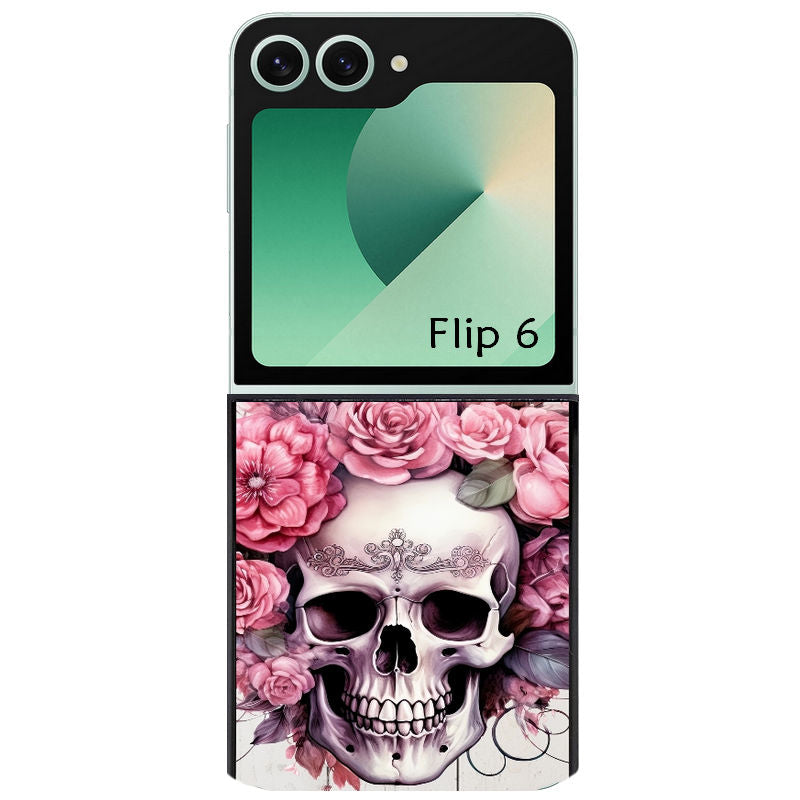 Coque pour Z FLIP 6 7 8 tete de mort floral