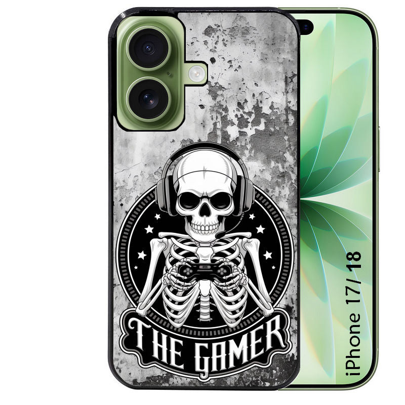 Coque pour Iphone 18 / PRO / PRO MAX / 18E tete de mort gamer beton