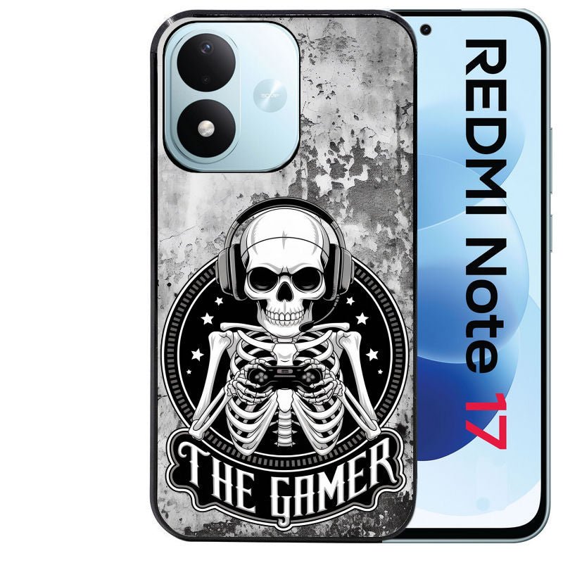 Coque pour Redmi Note 17 et PRO 4G 5G Max tete de mort gamer beton