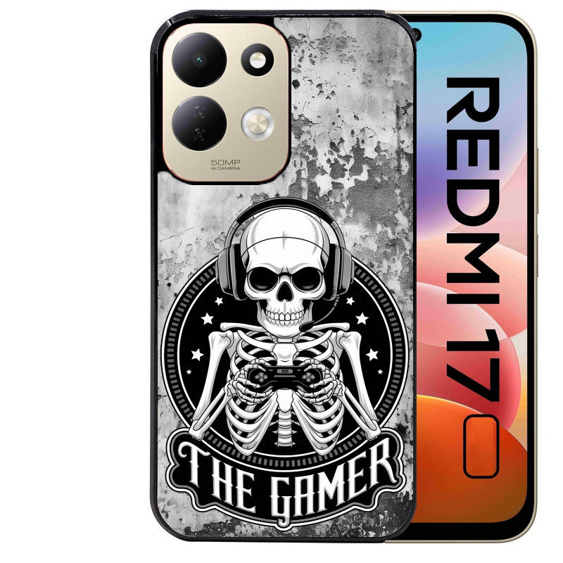 Coque pour Redmi 17 et 17C 4G 5G tete de mort gamer beton