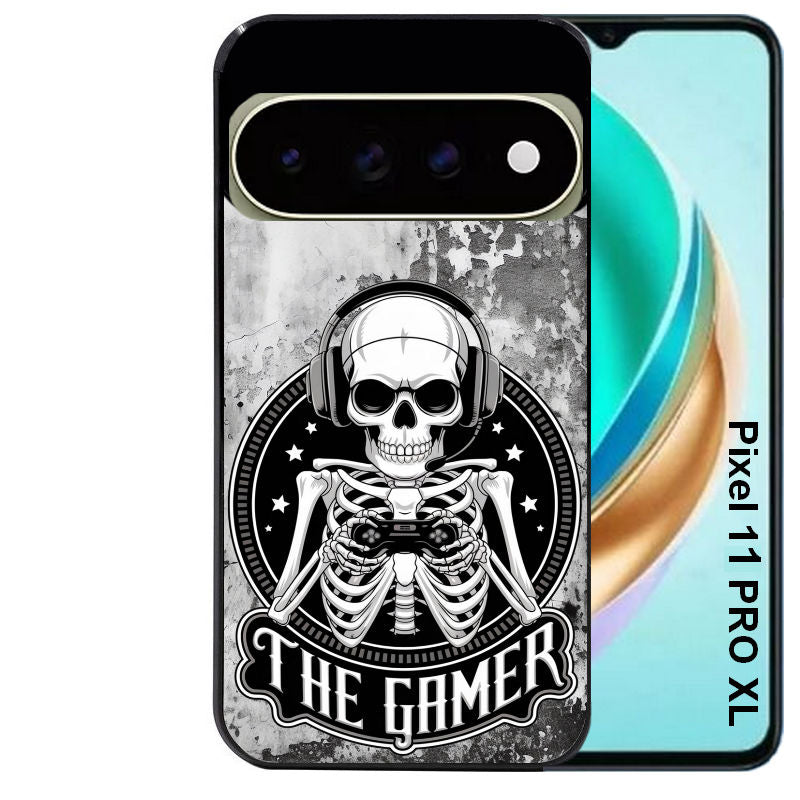 Coque pour Pixel 10 / 11 / PRO / XL tete de mort gamer beton