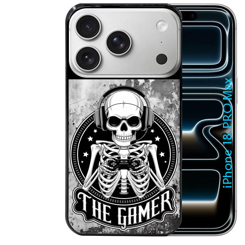 Coque pour Iphone 18 / PRO / PRO MAX / 18E tete de mort gamer beton