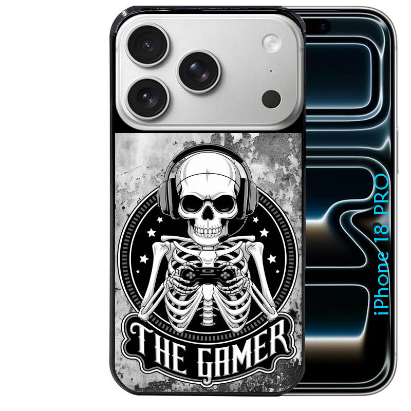 Coque pour Iphone 18 / PRO / PRO MAX / 18E tete de mort gamer beton