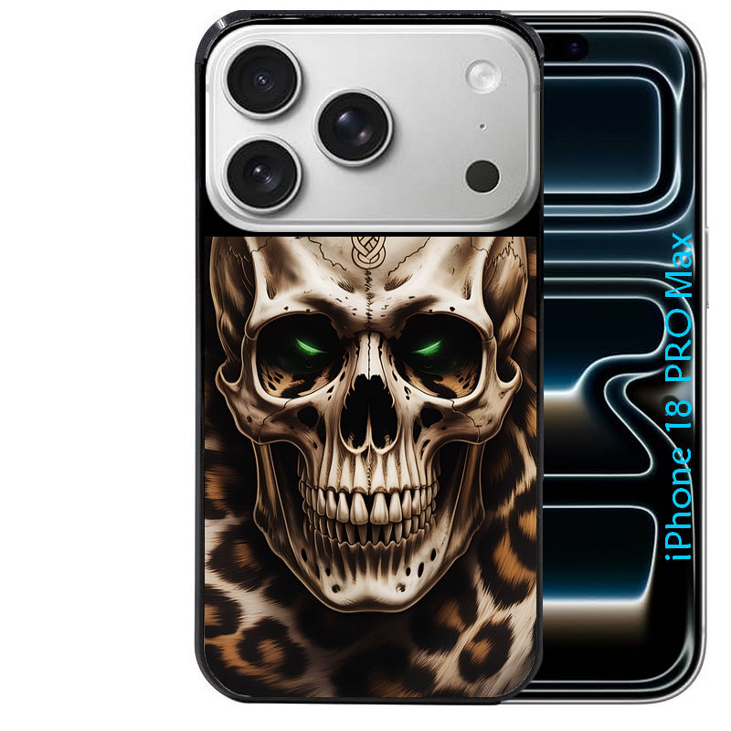 Coque pour Iphone 18 / PRO / PRO MAX / 18E tete de mort leopard