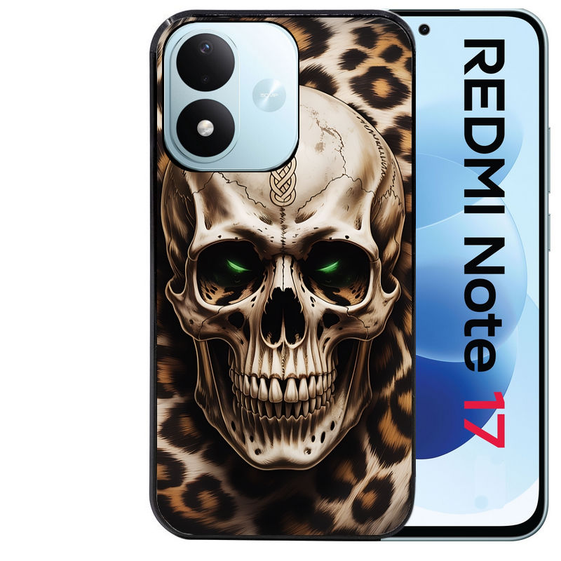 Coque pour Redmi Note 17 et PRO 4G 5G Max tete de mort leopard