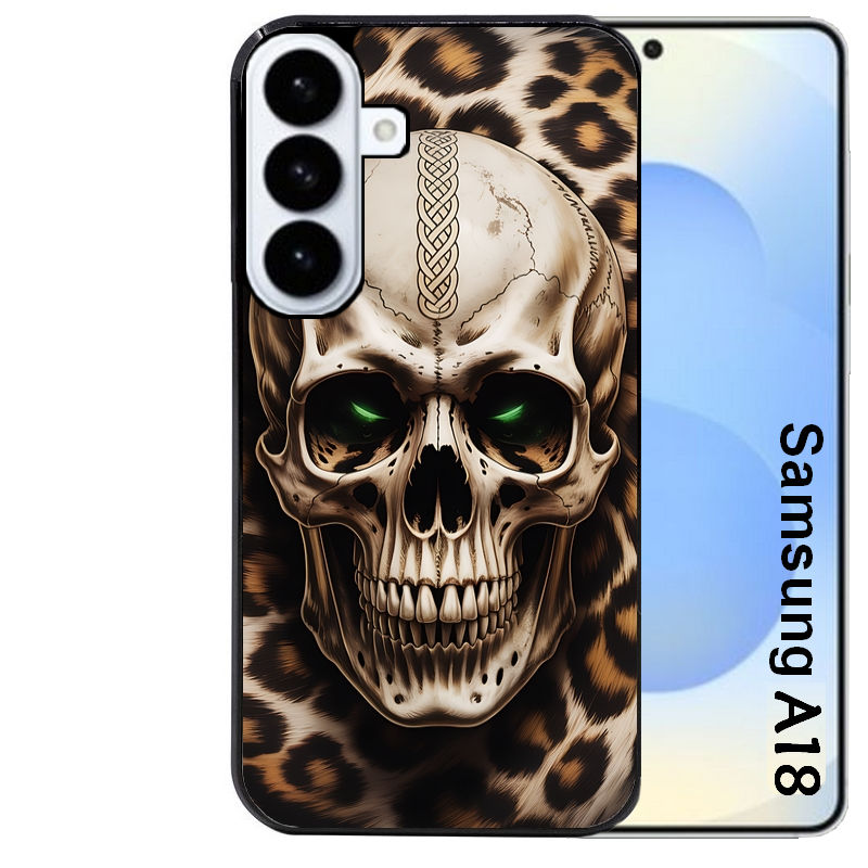 Coque pour Galaxy A08 A18 A28 A38 A58 tete de mort leopard