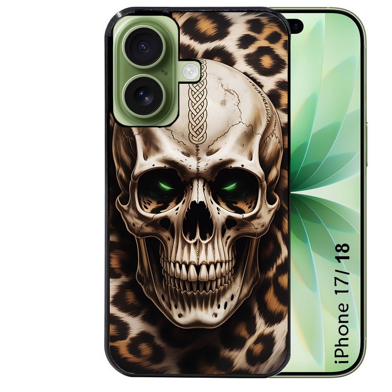 Coque pour Iphone 18 / PRO / PRO MAX / 18E tete de mort leopard