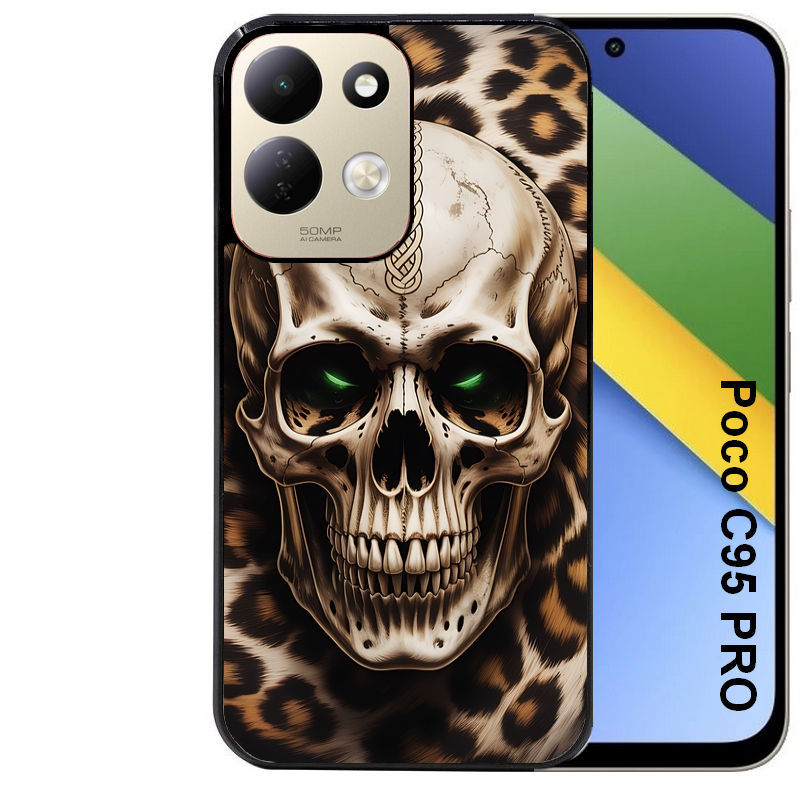 Coque pour POCO C95 PRO tete de mort leopard