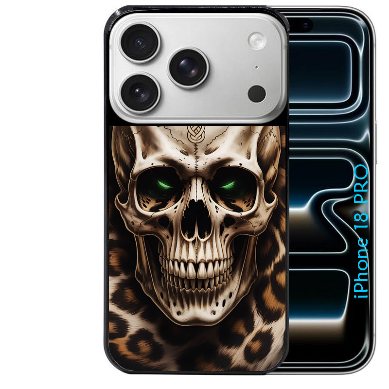 Coque pour Iphone 18 / PRO / PRO MAX / 18E tete de mort leopard