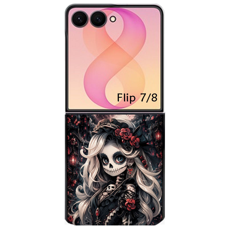 Coque pour Z FLIP 6 7 8 tete de mort halloween