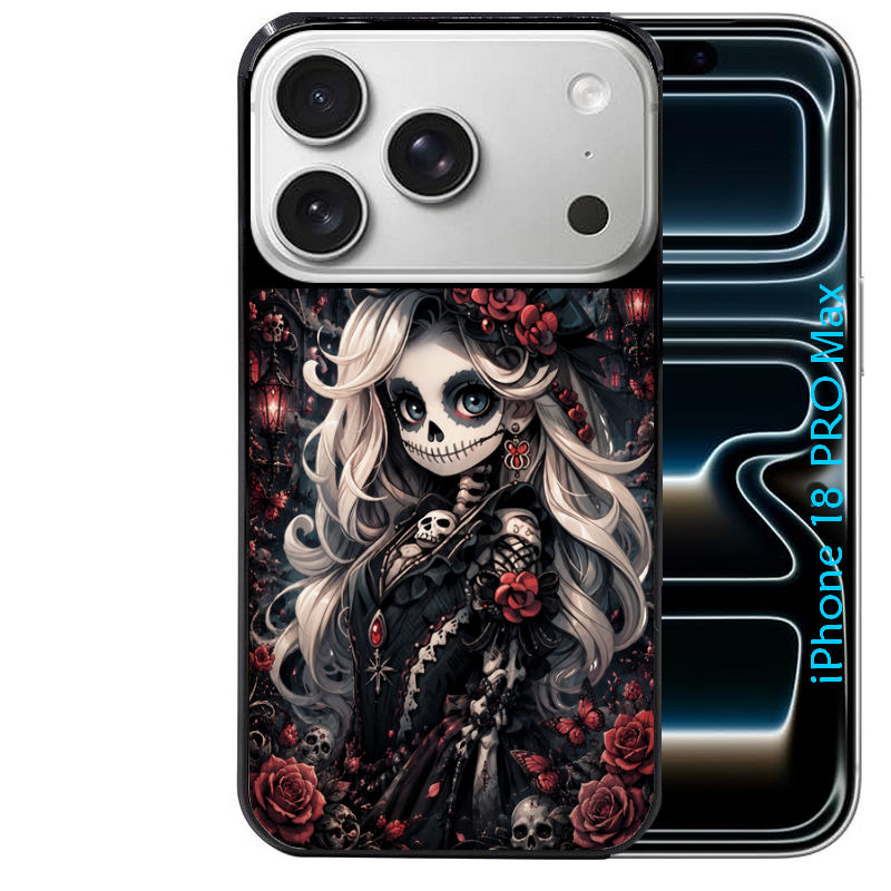 Coque pour Iphone 18 / PRO / PRO MAX / 18E tete de mort halloween