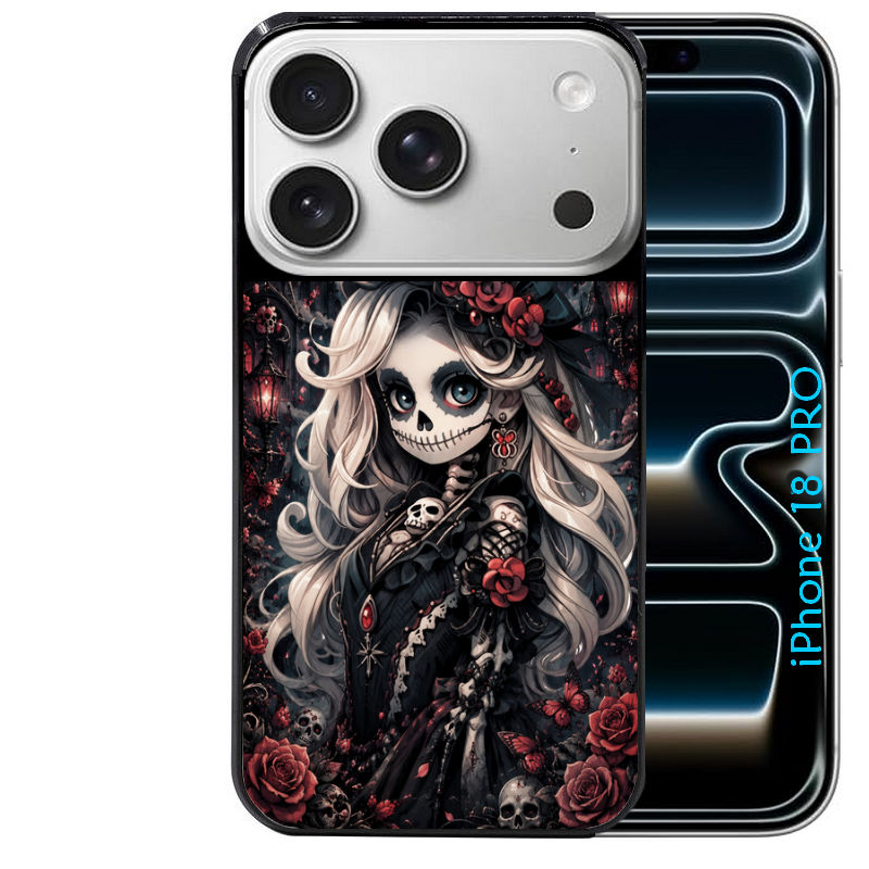 Coque pour Iphone 18 / PRO / PRO MAX / 18E tete de mort halloween