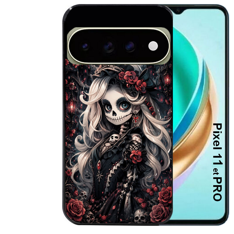 Coque pour Pixel 10 / 11 / PRO / XL tete de mort halloween