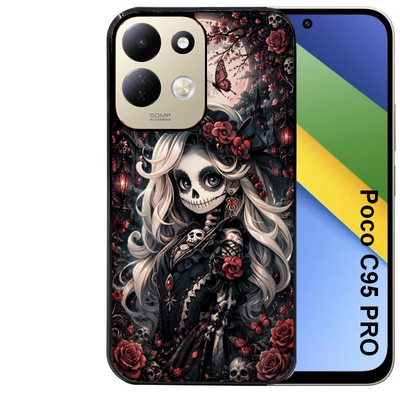 Coque pour POCO C95 PRO tete de mort halloween