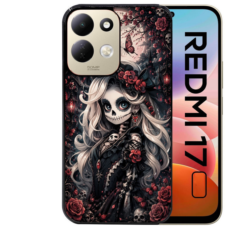 Coque pour Redmi 17 et 17C 4G 5G tete de mort halloween