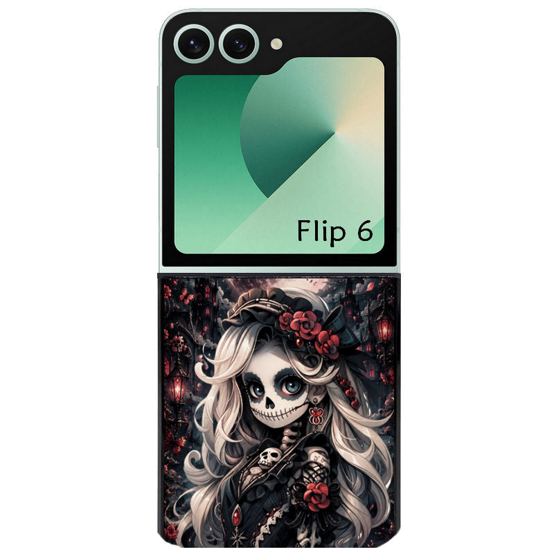 Coque pour Z FLIP 6 7 8 tete de mort halloween