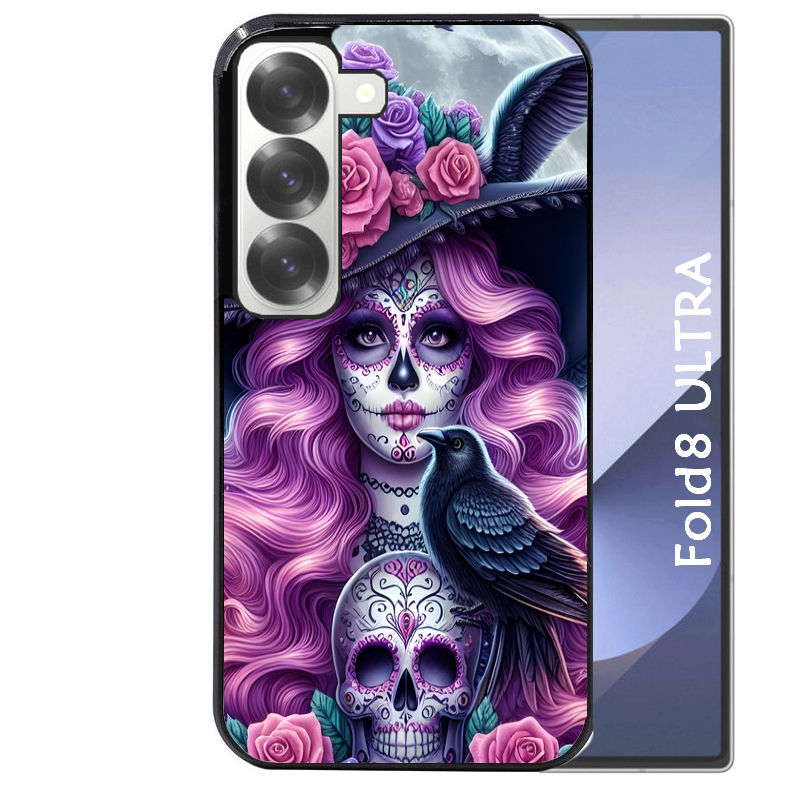 Coque pour Z Fold 8 / ULTRA tete de mort calavera et corbeau