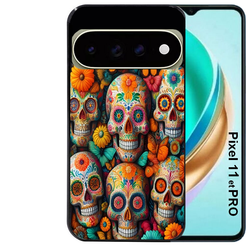 Coque pour Pixel 10 / 11 / PRO / XL mort mexicaine papillon